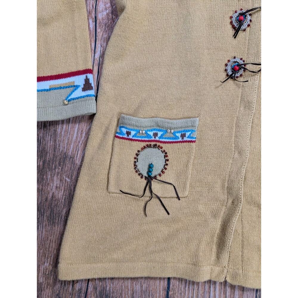 KNITS BY STORYBOOK Womens Native American Southwestern Button Cardigan Large - Picture 6 of 16